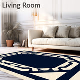 Modern Interlocking Lattice with Abstract Chevron Embellishments(Blue)