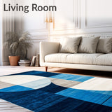 Abstract Blue & Beige Round Modern Design(Blue)
