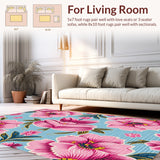 Ultra Soft Area Rug, Non Slip, Stain Resistant, Washable Area Rugs for Living Room, Bedroom, Vintage Honeycomb Faux Wool(Blue)