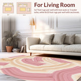 Asymmetrical Brushstroke Design with Muted Tones and Freeform Lines(Pink)