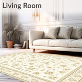 Elegant Isabella Cream & Beige Medallion Motif(Beige)