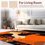 Bat Themed Halloween Rug Floral Bat Design for Home(Orange)