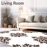 Damask Flourish with Symmetrical Rosette Design(Brown)