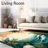 Coastal Oasis Runner Rug Set Piece Non Slip Bathroom Carpet Home Decor(Green)