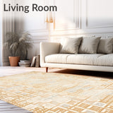 Abstract Geometric Modern Area in Beige Camel(Beige)