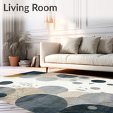 Contemporary Beige and Smoke Area with Abstract Floral Medallion Design(Gray)