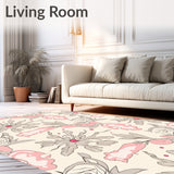 Delicate Blush and Taupe Floral Mosaic with Interlocking Petal Motifs(Pink)