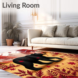 Autumn Wandering Bruin Woodland Trail Decorative Floor Covering(Red)