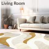 Contemporary Area Ultra Non Slip with Striking Abstract Art(Beige)