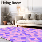Abstract Mosaic Featuring Lilac Swirls and Interlocking Shapes (Pink)