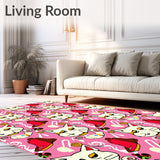 Whimsical Christmas Cat Expression with Interlocking Cane and Bell Designs(Pink)