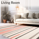 Artistic Abstract Stripe Accent Non Slip(Beige)