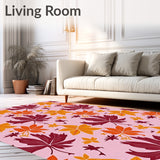 Harvest Moon Botanical Foliage Design Anti Shed Indoor Floor Covering(Pink)