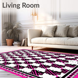 Festive Checkered Holiday Decorative Floor Covering(Pink)