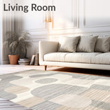Contemporary Beige Featuring Subtle Grey Tones and Artistic Spotted Motifs(Beige)