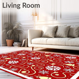 Whimsical Snow Crystal Mosaic with Interlocking Festive Icons(Red)