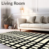Chic Beige Checkered Area with Bold Geometric Design and Contrast(Beige)