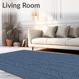 Nordic Zigzag Herringbone Crosshatch Contemporary Design(Blue)