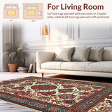 Ultra Soft Area Rug, Non Slip, Stain Resistant, Washable Area Rugs for Living Room, Bedroom, Farmhouse Checkered Jute(Red)