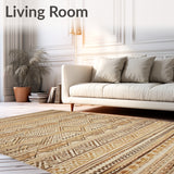 Intricate Jute Area With Elegant Diamond In Natural Tones(Beige)