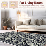 Ultra Soft Area Rug, Non Slip, Stain Resistant, Washable Area Rugs for Living Room, Bedroom, Reversible Plastic Straw(Black)