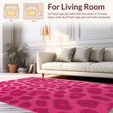 Ultra Soft Area Rug, Non Slip, Stain Resistant, Washable Area Rugs for Living Room, Bedroom, Cute Pink Leopard Print Playroom Rug(Pink)