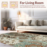 Ultra Soft Area Rug, Non Slip, Stain Resistant, Washable Area Rugs for Living Room, Bedroom, Vintage Boho Patchwork(Brown)