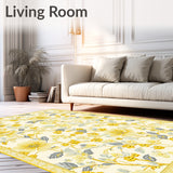 Cream Scallop Abstract Floral Area Whimsical Style(Yellow)