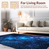 Ultra Soft Area Rug, Non Slip, Stain Resistant, Washable Area Rugs for Living Room, Bedroom, Starry Sky Glitter Kids Bedroom Rug(Blue)