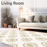 Sheep Inspired Petal Bloom Flower Motif Area Covering(Ivory)