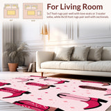 Ultra Soft Area Rug, Non Slip, Stain Resistant, Washable Area Rugs for Living Room, Bedroom, Cowboy Boots Play Mat(Pink)