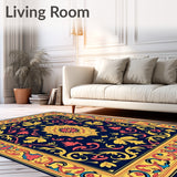 Vintage Damask Flourish with Central Motif(Blue)