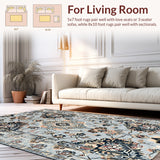 Ultra Soft Area Rug, Non Slip, Stain Resistant, Washable Area Rugs for Living Room, Bedroom, Soft Vintage Floral Living Room Rug(Gray)