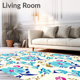 Whimsical Meadow Scroll Damask Sophisticated Blooms(Light Blue)