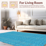 Ultra Soft Area Rug, Non Slip, Stain Resistant, Washable Area Rugs for Living Room, Bedroom, Traditional Light Blue Wool Living Room(Blue)