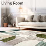 Abstract Geo Patch Low Pile Non Slip(Beige)