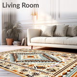 Earth Toned Aztec with Bold Geometric Medallions and Stripes(Beige)