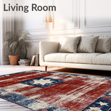 Hand Tufted Stars & Stripes Heritage Area Rug Global Fusion Pendant Design(Red)