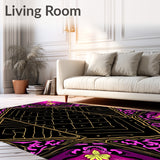 Modern Interlocking Lattice with Floral Burst Embellishments(Black)
