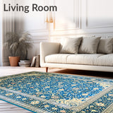 Elegant Blue & Beige Oriental Area Traditional Home Decor(Blue)