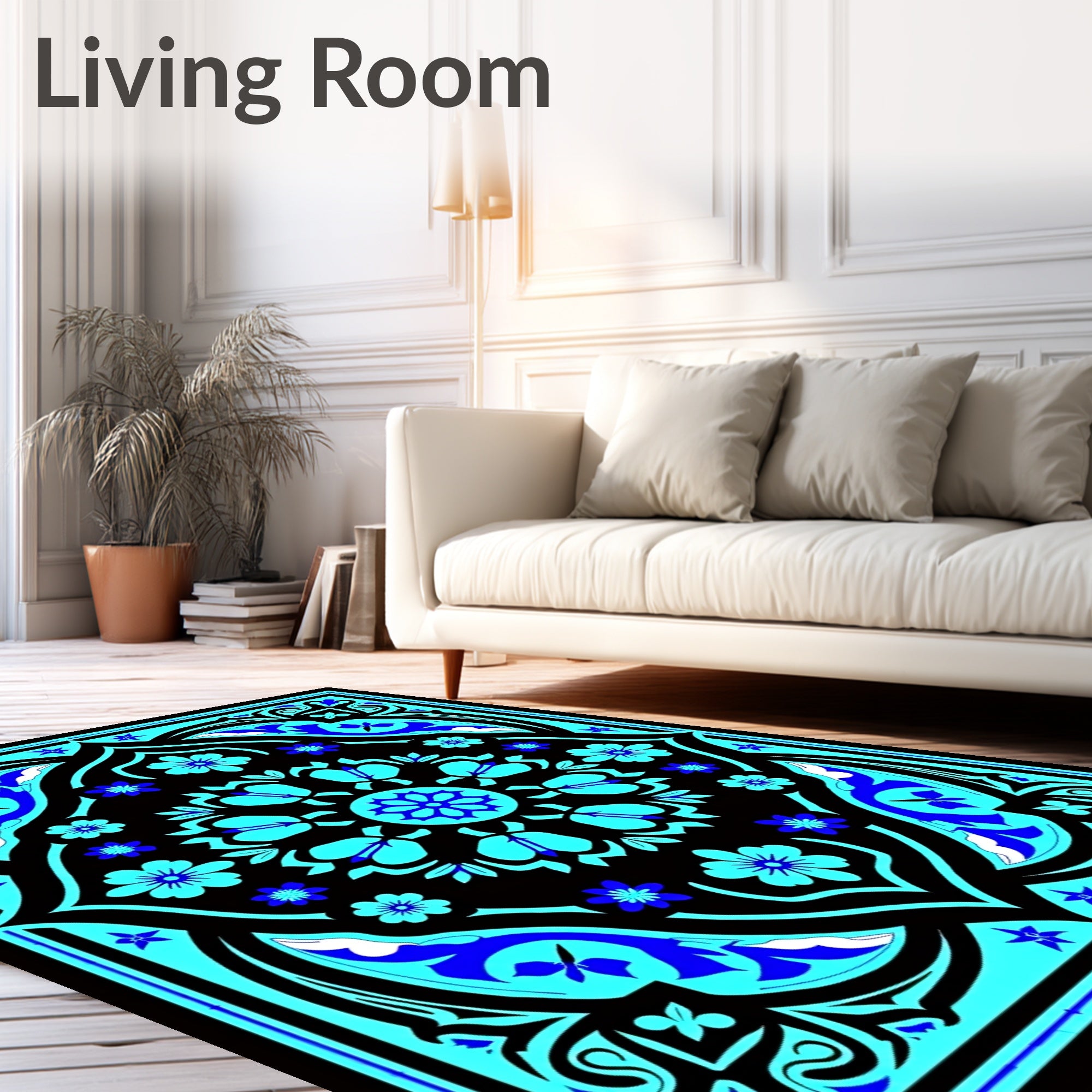 Vintage Blossom Medallion Artisan Handwoven Accent (Black) - ODIKA