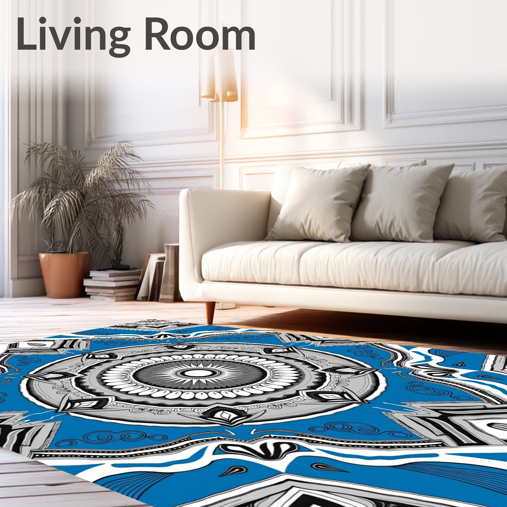 Medallion Swirl Decorative Floor Accent (Blue) - ODIKA
