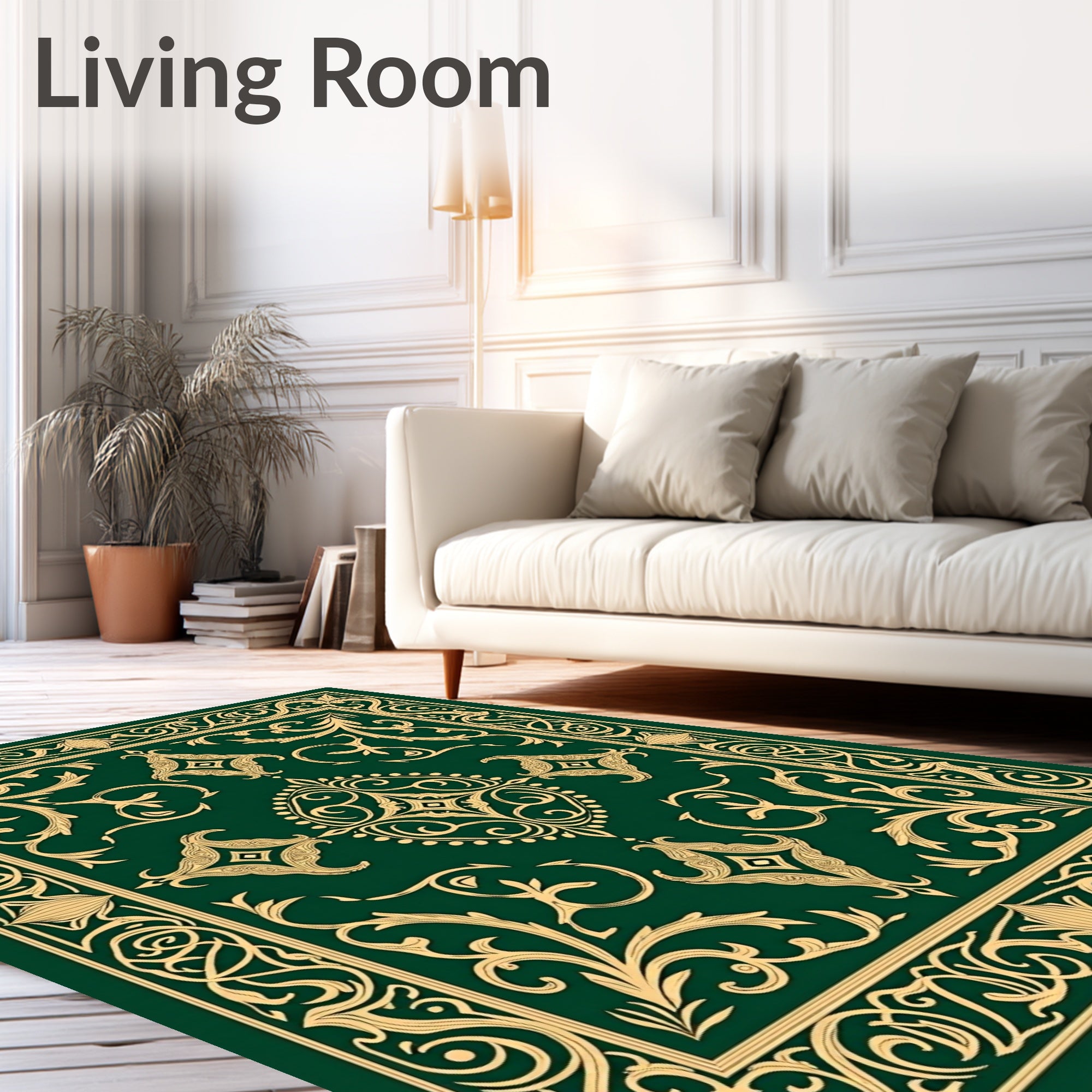 Jade Damask Scrollwork with Vintage Paisley (Green) - ODIKA