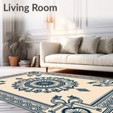 Boho Ornate Latticework Medallion With Floral Accent(Beige)