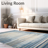 Chic Micro Loop Area in a Serene Blue and Beige Blend(Blue)