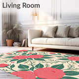 Classic Rose Garden Motif Pile Decorative Floor(Pink)