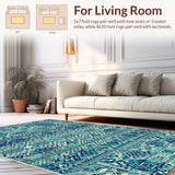 Ultra Soft Area Rug, Non Slip, Stain Resistant, Washable Area Rugs for Living Room, Bedroom, Ocean Wave Nautical Beach(Blue)
