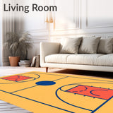 Basketball Court Yellow Floor Coral Key Blue Lines Blue Circle(Gold)