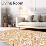 Intricate Interlocking Featuring Autumn Leaves and Vines(Beige)