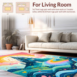 Fairy Tale Castle Silhouette Surrounded by Swirling Rainbow Waves (Pink)